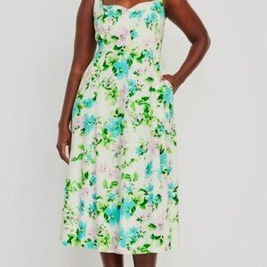 Sweetheart Neck Floral Linen Dress